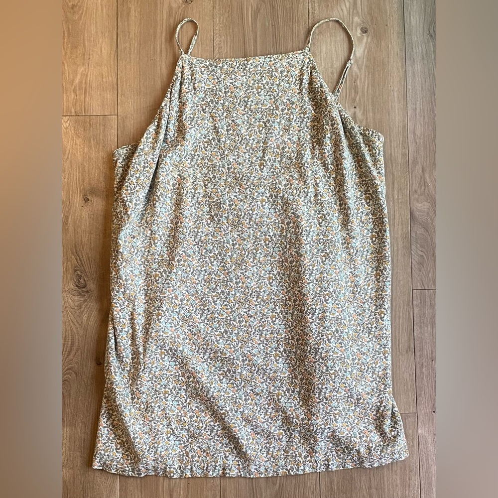Floral Slip Dress with Spaghetti Straps - Neutral Floral